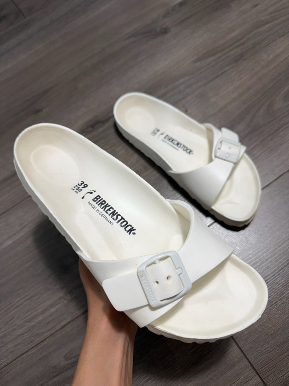 Birkenstock White madrid EVA Single-Buckle Slide Sandals-worn once